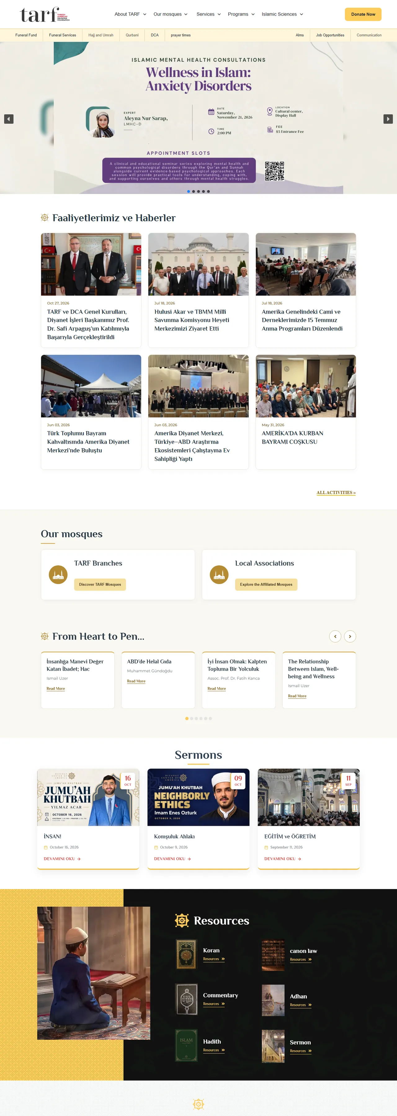 TARFUS website, scrolling preview
